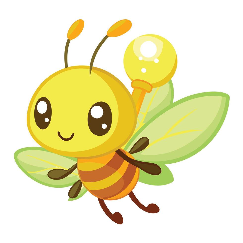 Whimsical cartoon firefly using a light bulb as a glowing tail vector