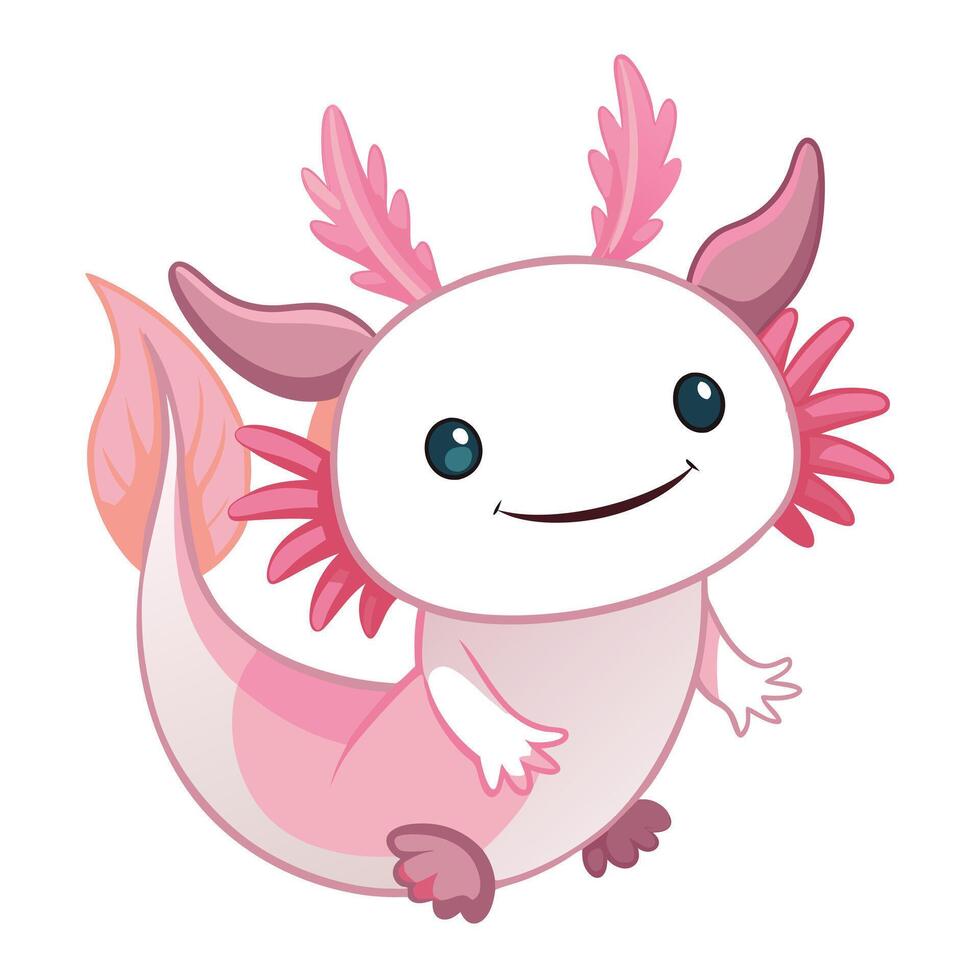 Lovely charming axolotl with a sweet expression and graceful gills vector