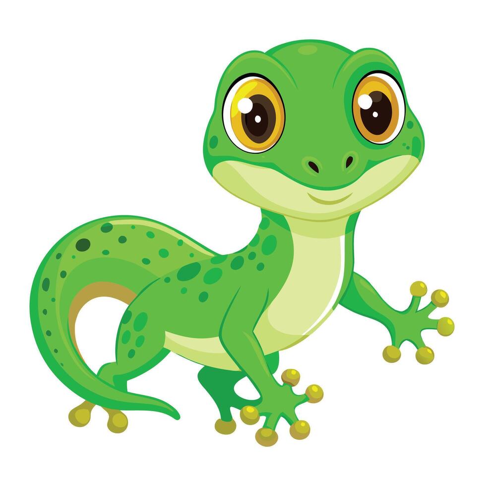Funny charming gecko with wide open eyes sticking its tongue out cheekily vector