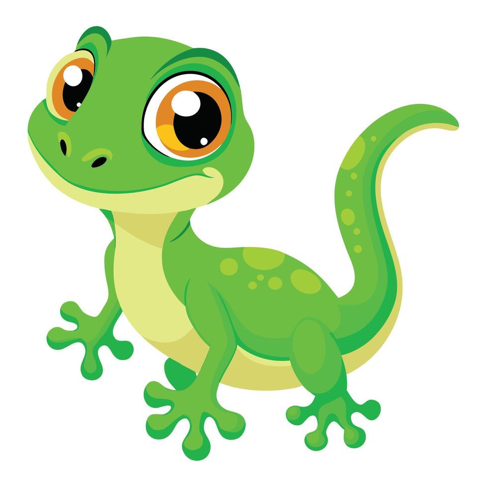 Cute charming gecko with big expressive eyes sticking out its tongue vector