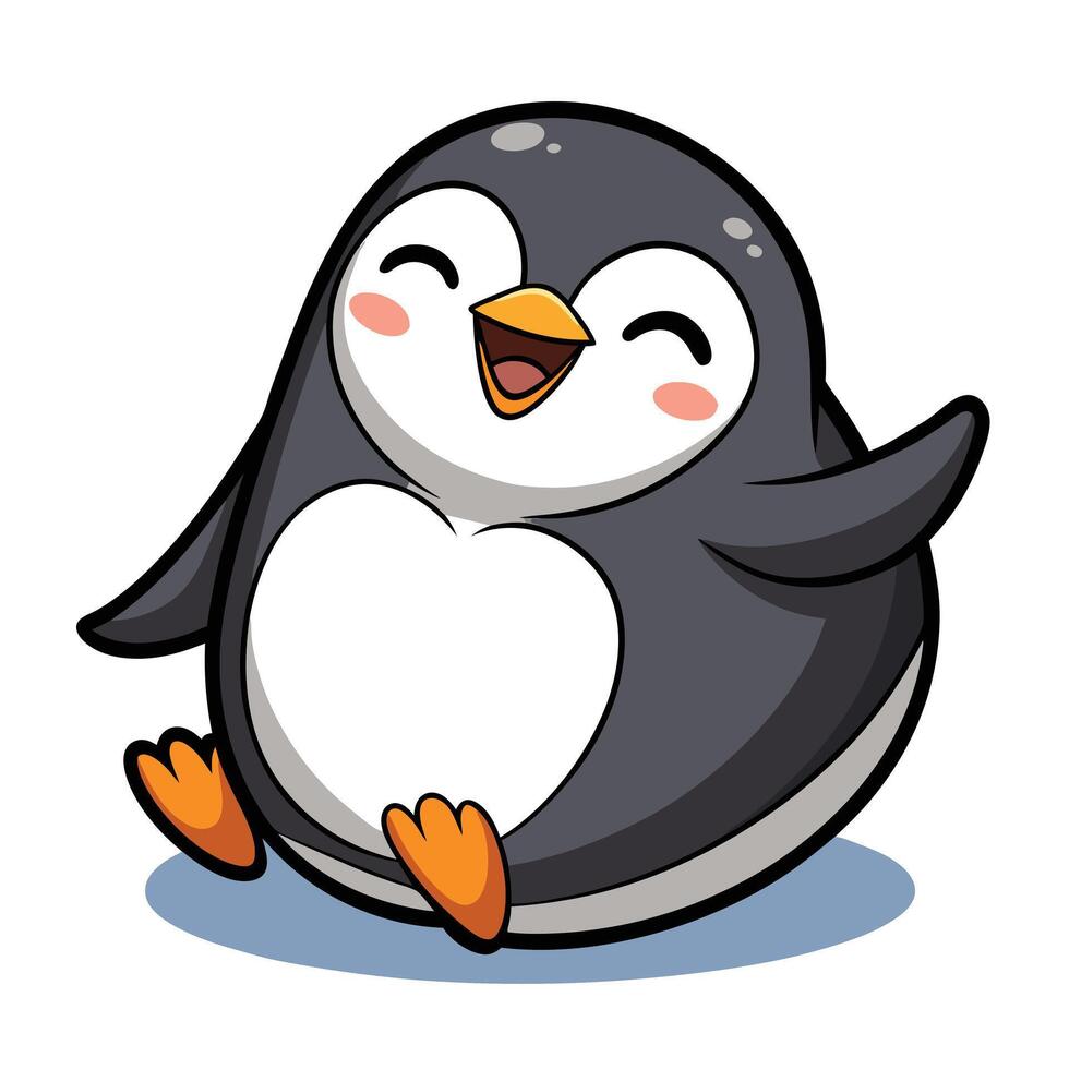 Adorable cartoon penguin having fun sliding on its tummy art vector