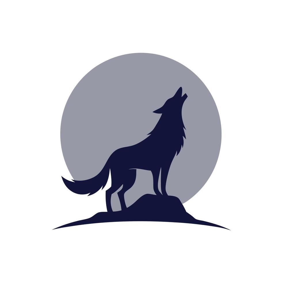 Wily coyote howling at the moon under a dark silhouette art vector