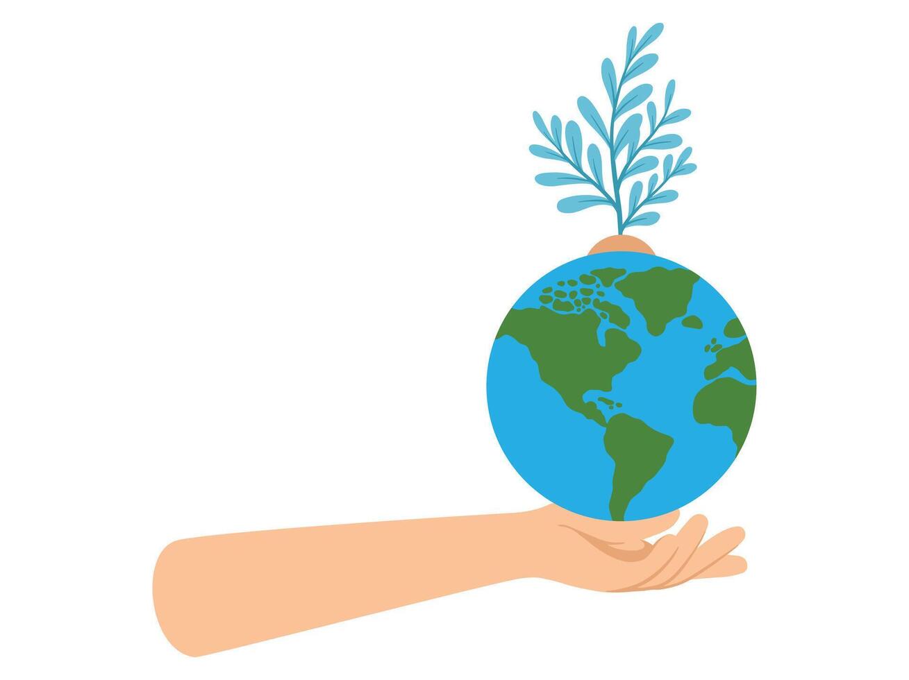 Hand Holding Earth and Tree vector