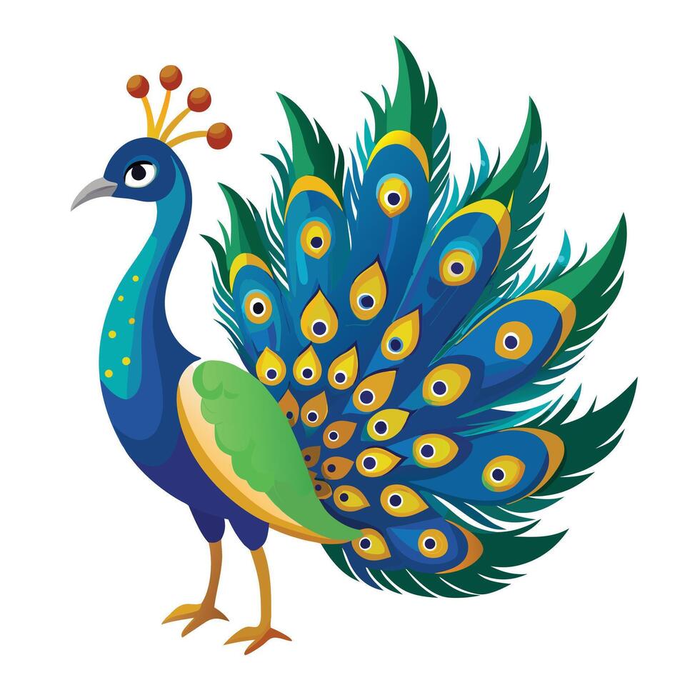 Proud peacock showing off its vibrant and colorful plumage art vector