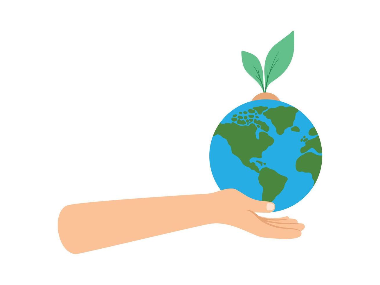 Hand Holding Earth and Tree Background vector