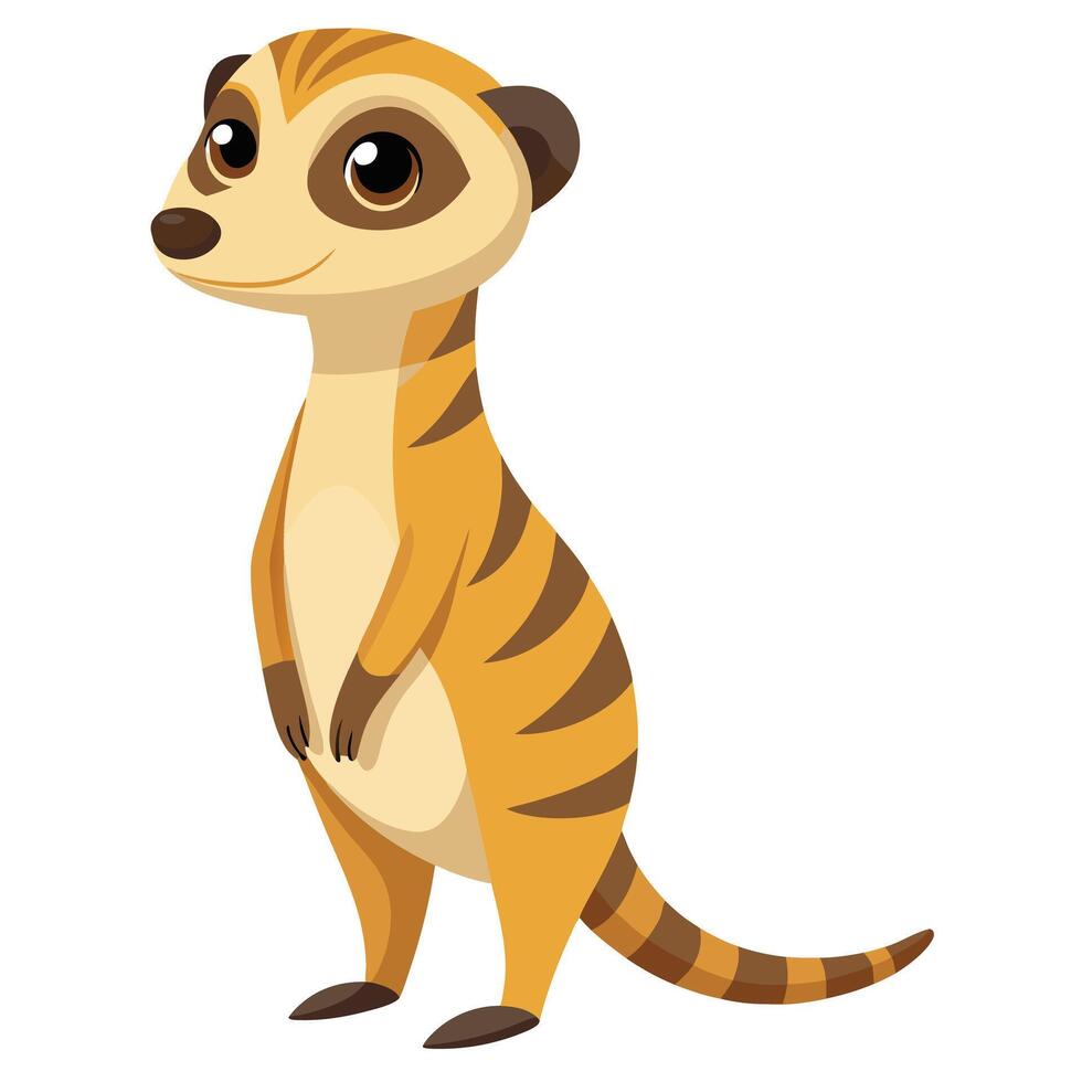 Observant curious meerkat on its hind legs carefully watching its surroundings vector
