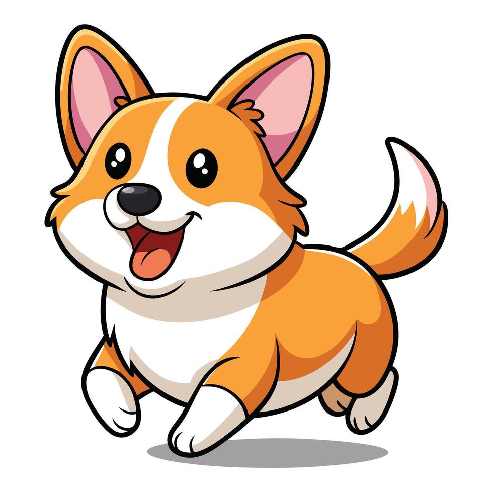 Adorable cartoon corgi with its tongue out and ears flying art vector