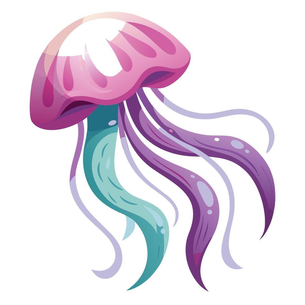 Beautiful elegant jellyfish drifting gently with its long and delicate tentacles trailing behind vector