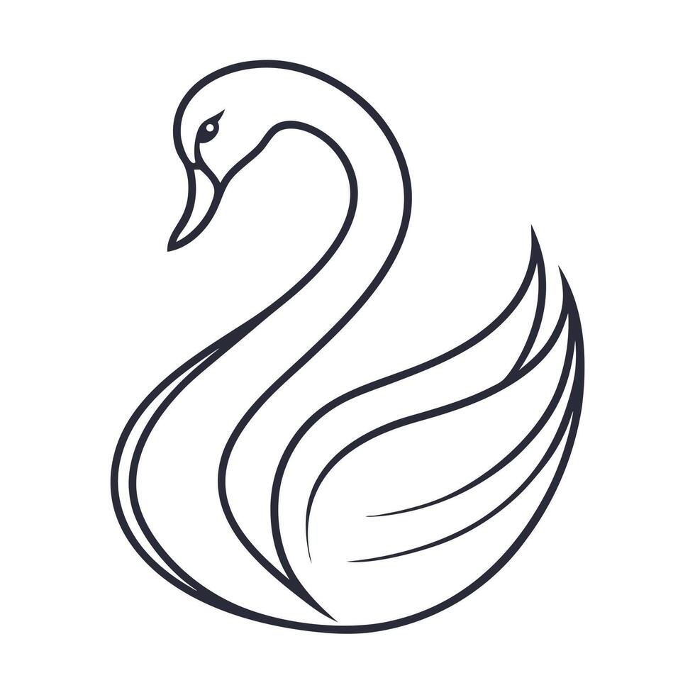 Graceful elegant swan outlined with a single flowing line in a design vector