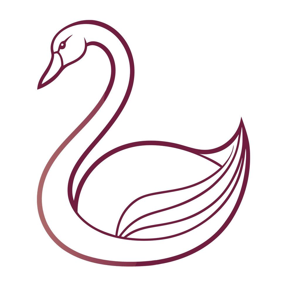 Minimalist elegant swan formed by a single continuous line in art vector