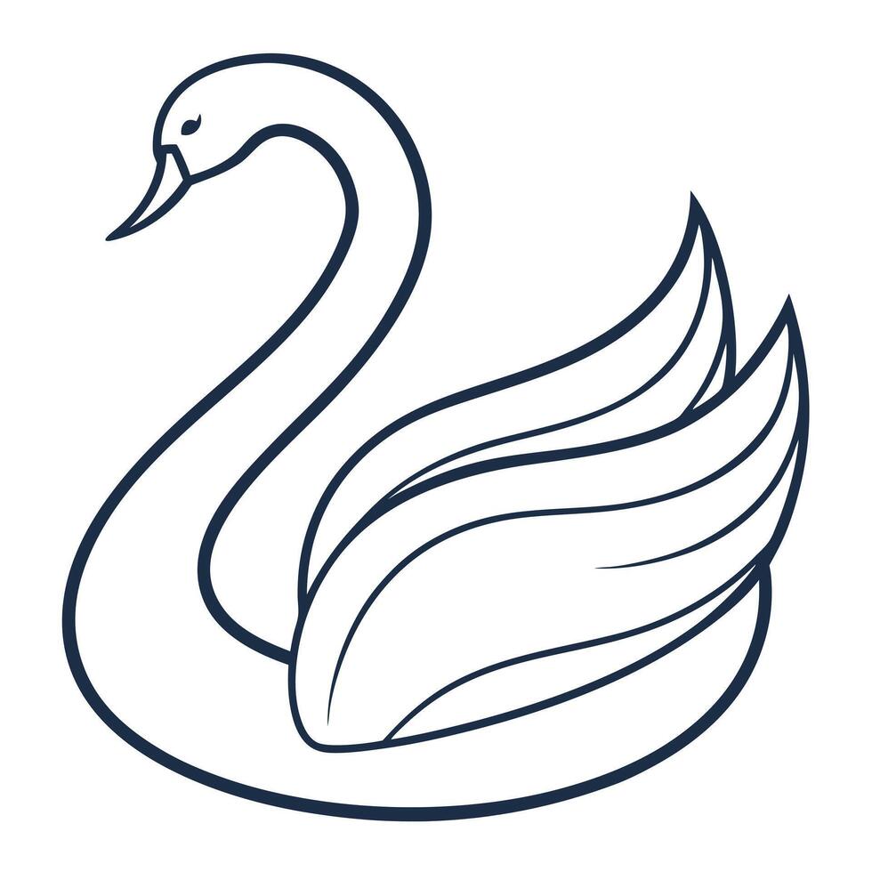 Modern elegant swan depicted with a single continuous stroke in art vector