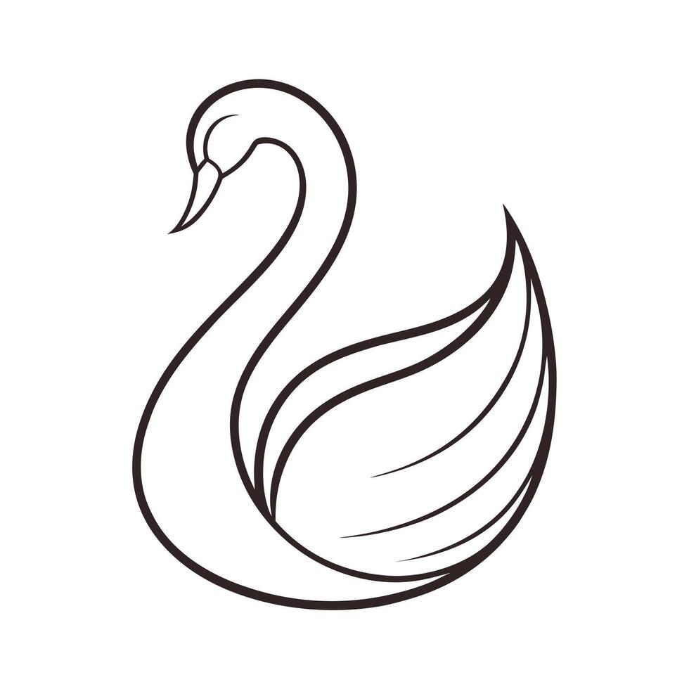 Stylish elegant swan created with one unbroken line in a illustration vector