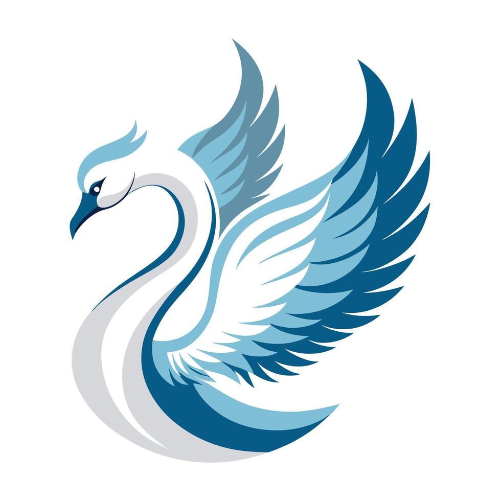 Whimsical elegant white swan with wings changing into intricate flower designs vector