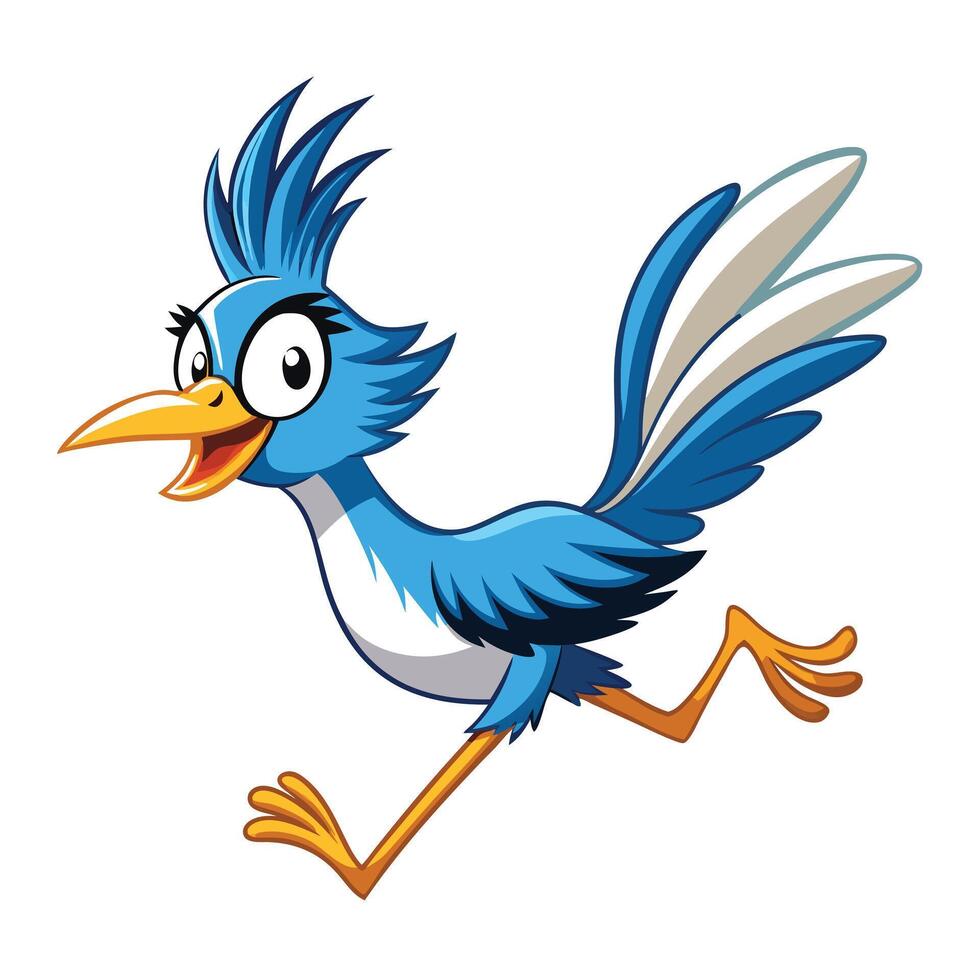 Swift energetic roadrunner racing with its wings extended for balance and speed vector