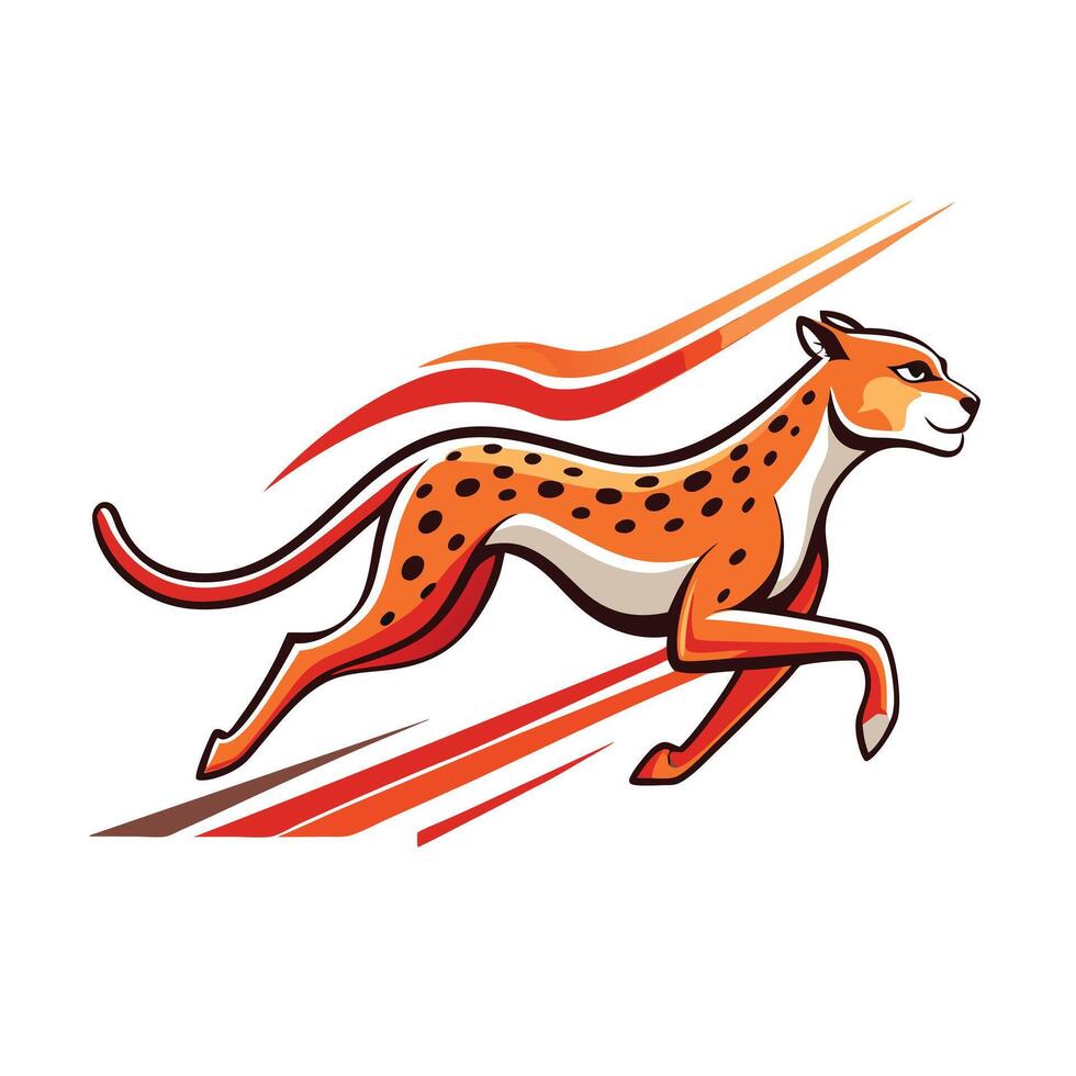 Fast cheetah running at full speed with motion lines illustration vector