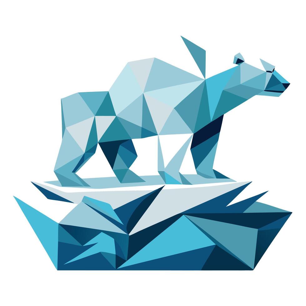 Abstract polar bear strolling on an ice floe art illustration vector