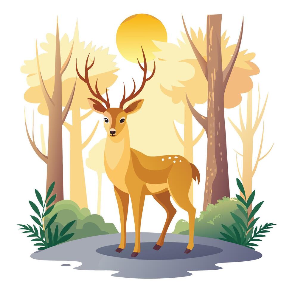 Elegant deer in a forest bathed in gentle sunlight art vector