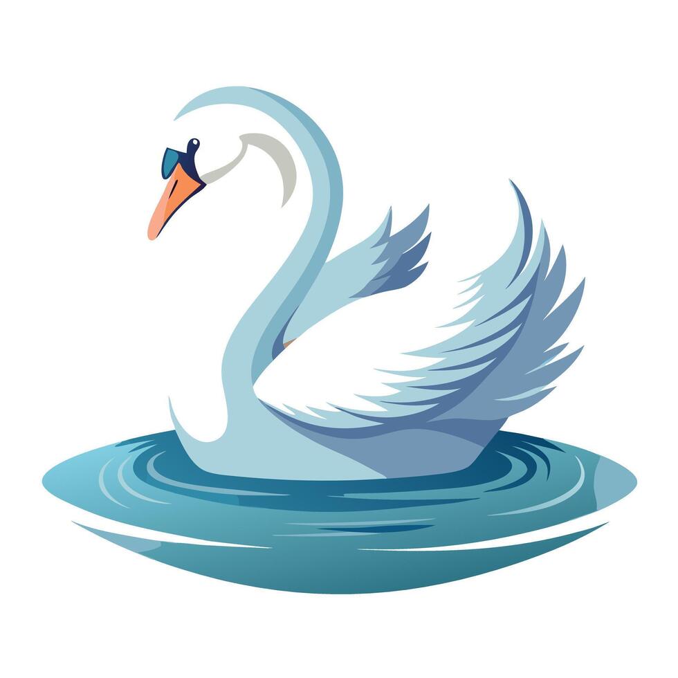 Elegant swan gliding on a calm lake with gentle ripples art vector