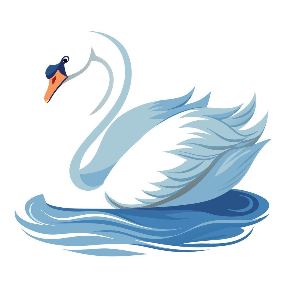Elegant white swan gliding on a calm lake with gentle ripples art vector