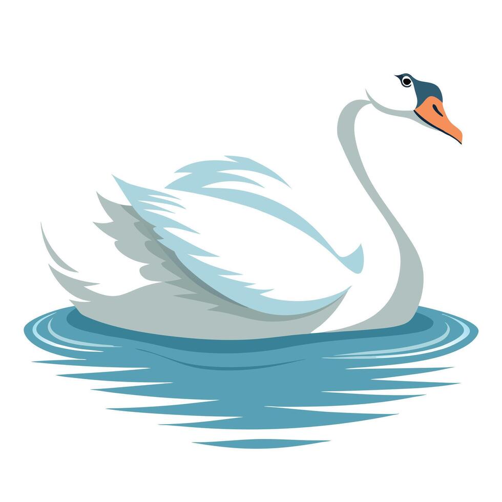 Serene white swan floating peacefully on water with delicate ripples art vector