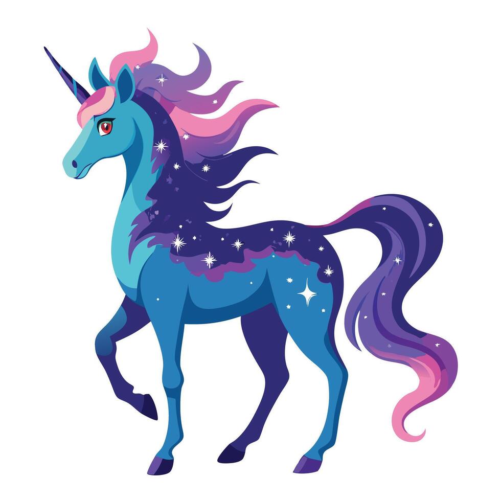 Mystical unicorn with a starlit galaxy design illustration vector