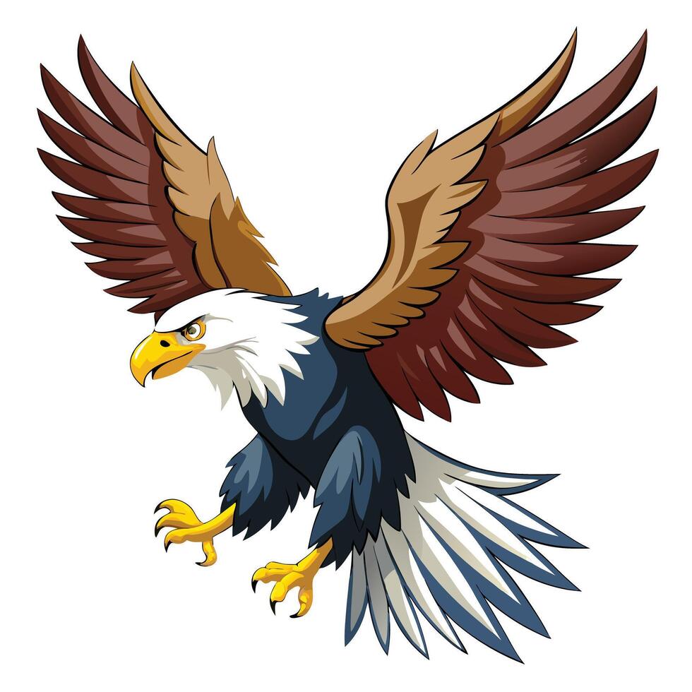 Powerful bald eagle soaring with wings spread wide art vector