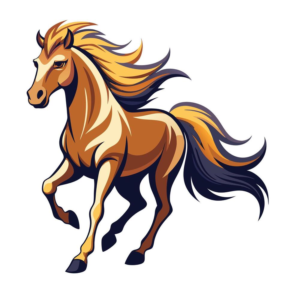 Elegant horse galloping with its mane streaming in the wind illustration vector