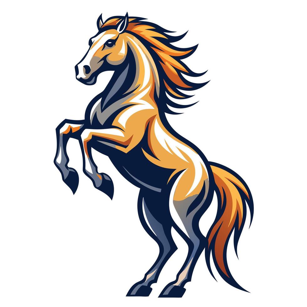 Mighty horse rearing up with its mane flowing in the wind vector