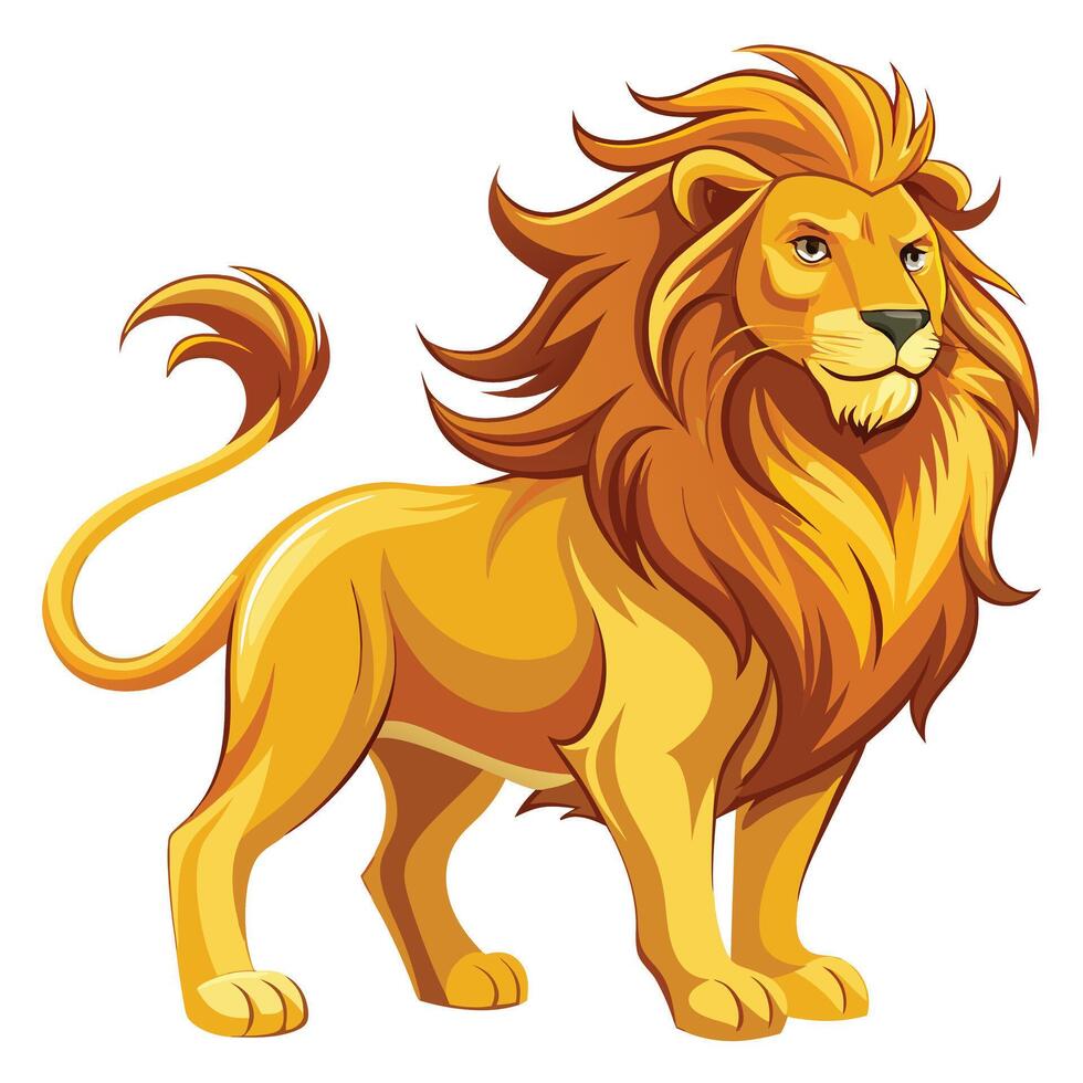 Mighty lion with a flowing golden mane looking confident vector