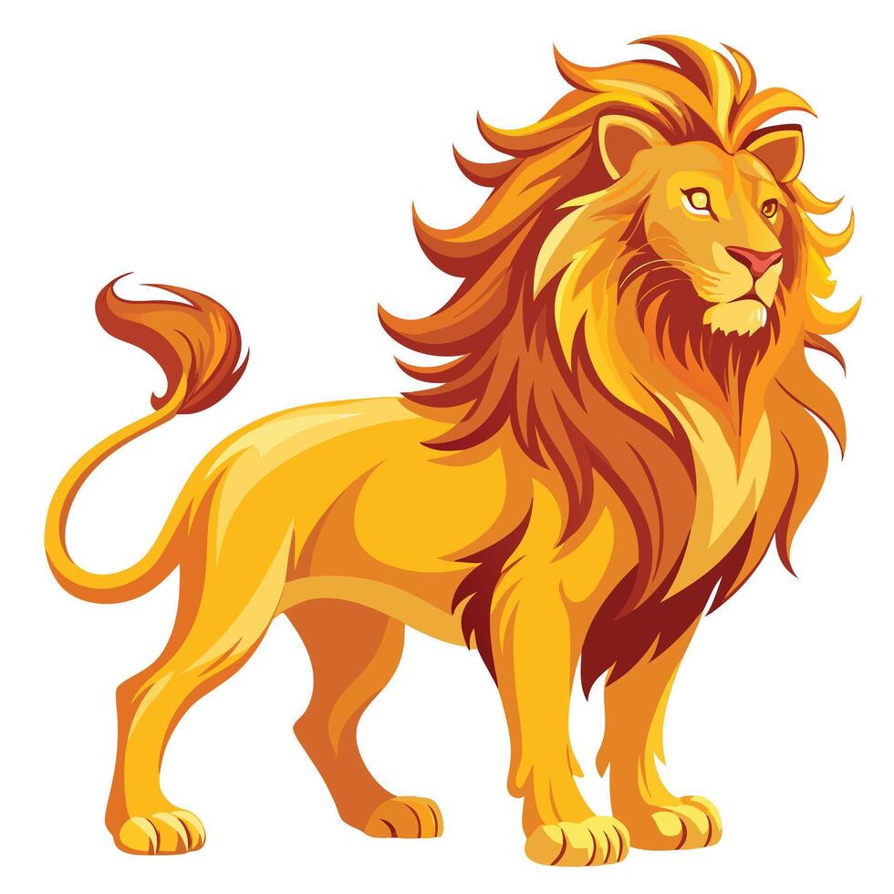 Impressive mighty lion with a vibrant golden mane looking proud and authoritative in vector