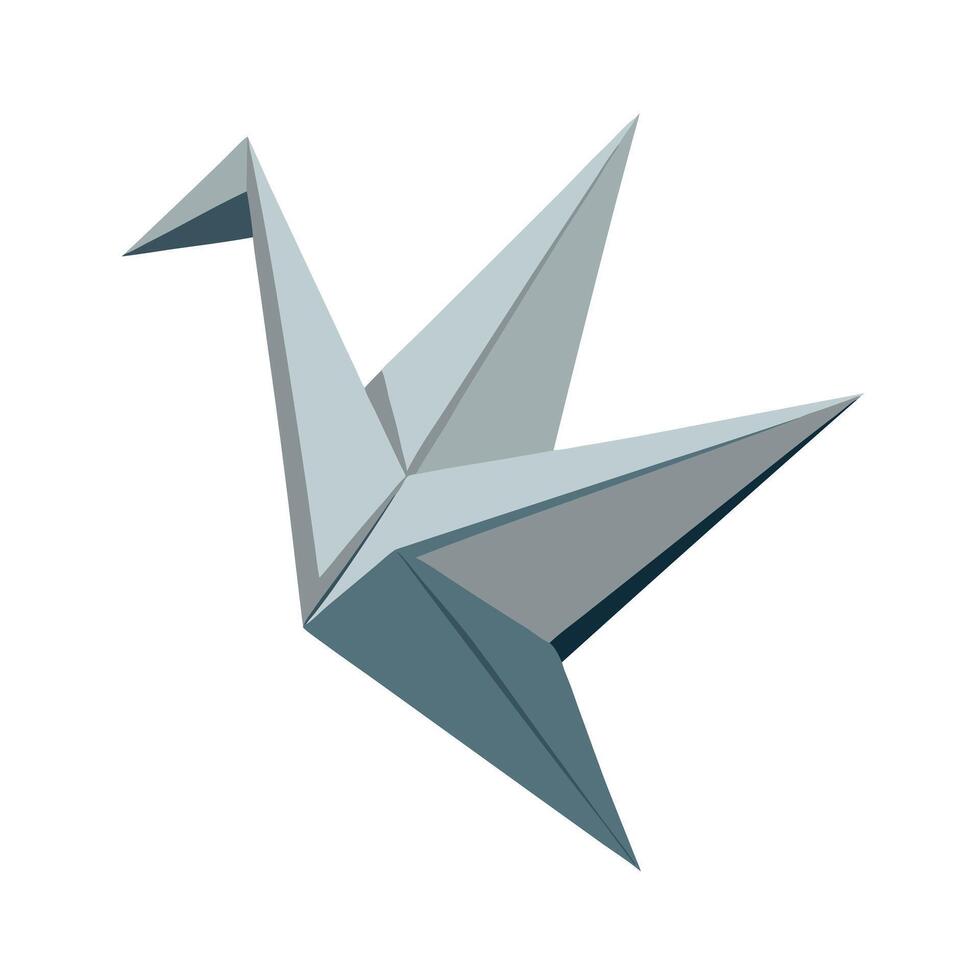 Refined minimalist origami crane with understated paper textures in graphic vector
