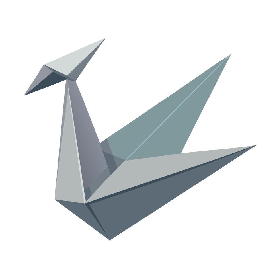 Modern minimalist origami crane with gentle paper shadows in a illustration vector