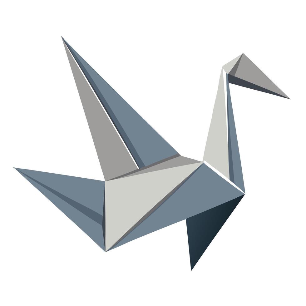 Elegant minimalist origami crane with subtle paper folds in a art vector