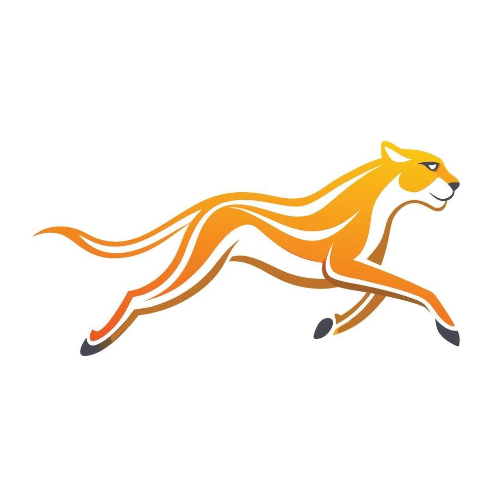 Fast minimalist running cheetah created with energetic speed lines in art vector