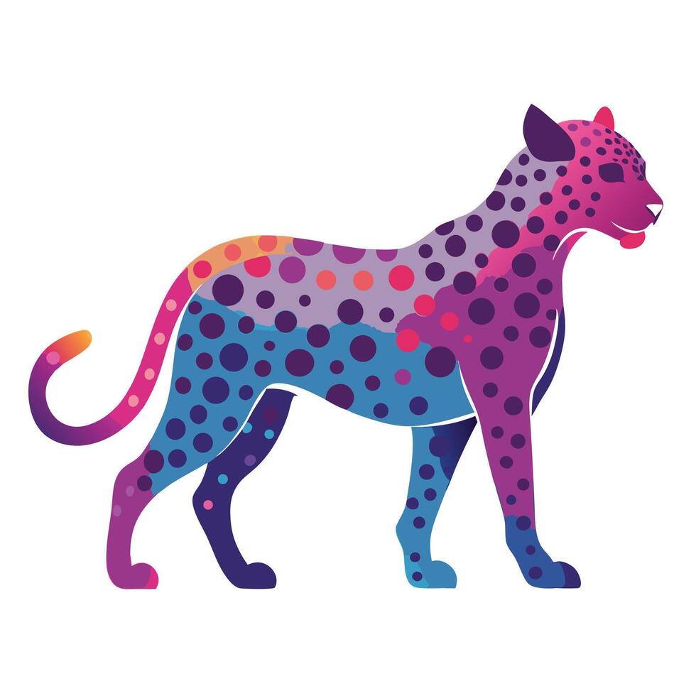 Sleek modern abstract leopard figure with a vibrant gradient in graphic vector