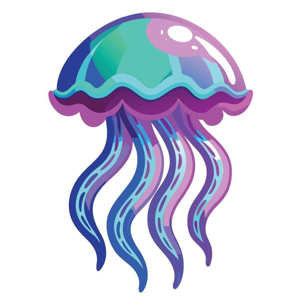 Electric neon glow jellyfish with flowing futuristic light patterns in design vector