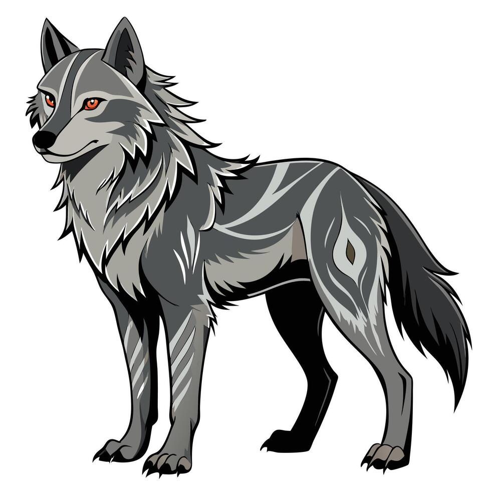 Scandinavian wolf with stylish rune symbols illustration art vector