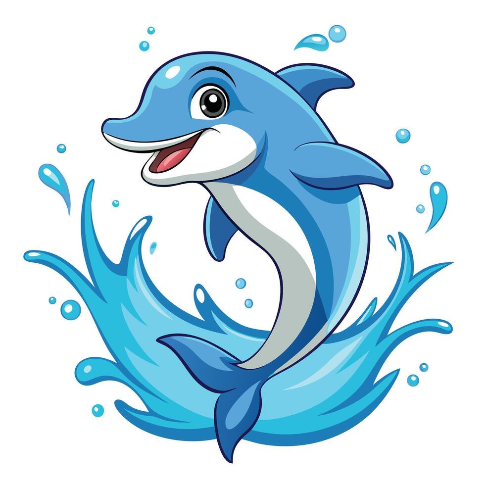 Cute dolphin leaping from the water with a happy expression art vector