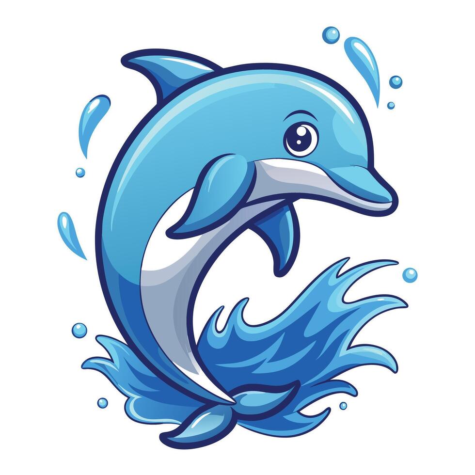 Playful dolphin jumping out of the water with a splash vector