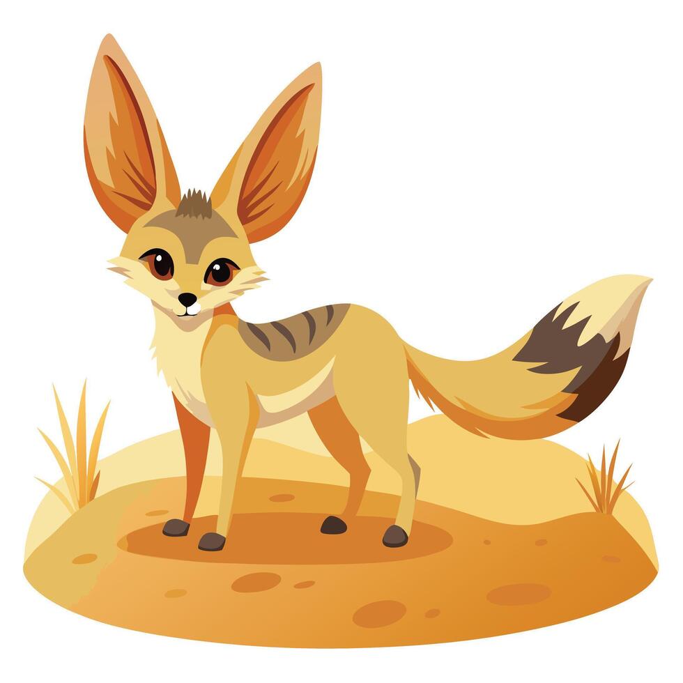 Playful fennec fox with huge ears standing in a desert vector