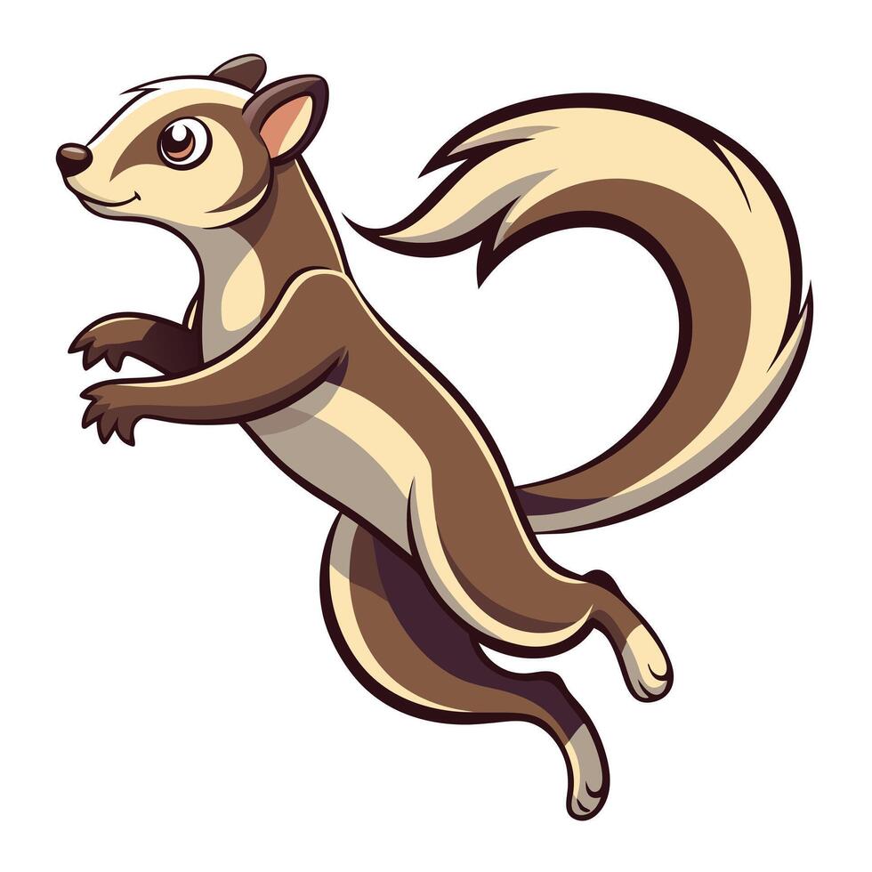 Happy ferret jumping and twisting in the air illustration vector