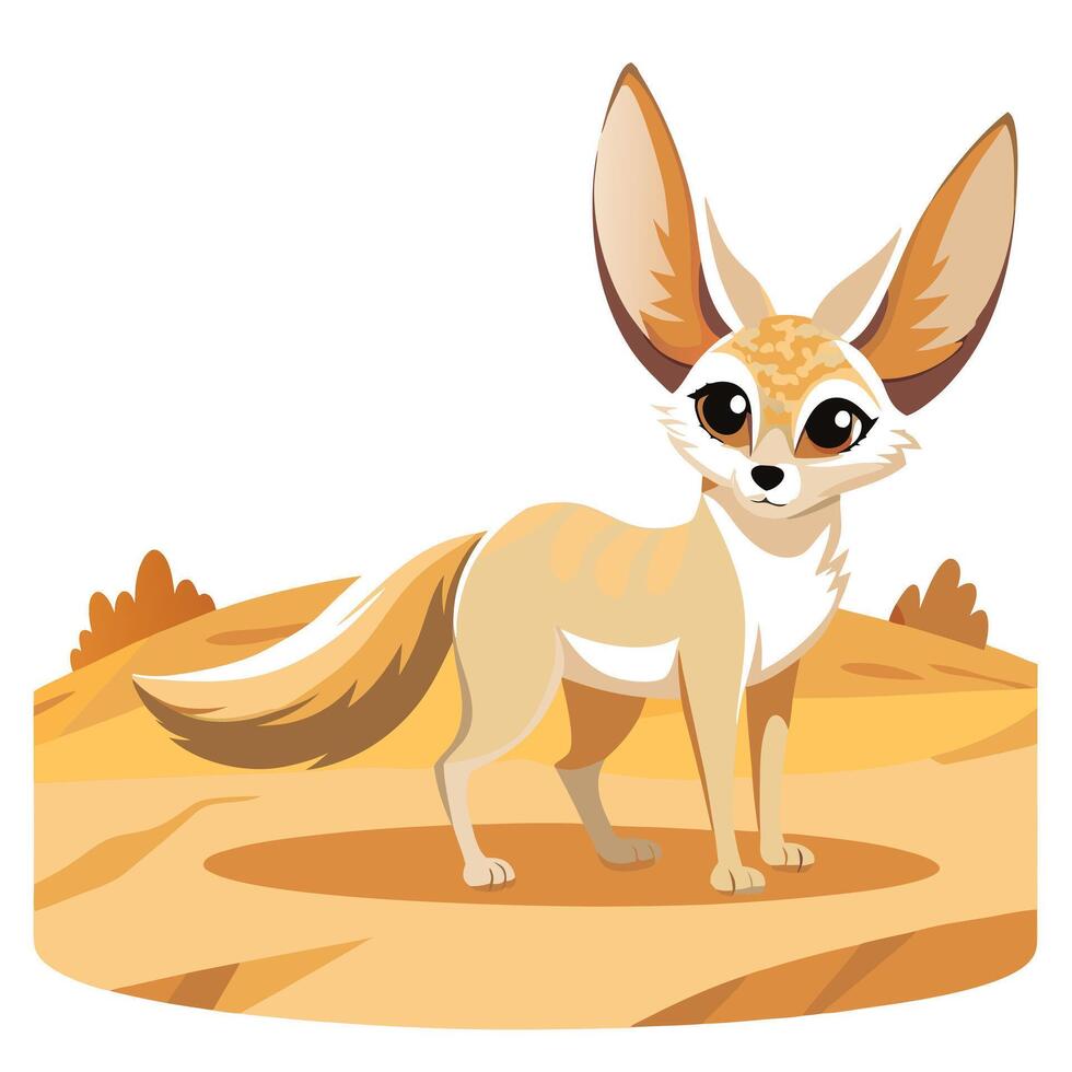 Adorable fennec fox with oversized ears standing in a desert setting art vector