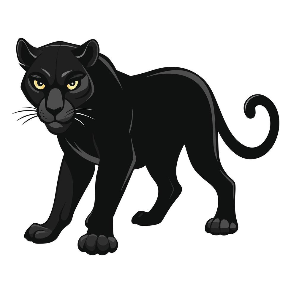 Mighty powerful black panther striding with a piercing gaze in the night vector