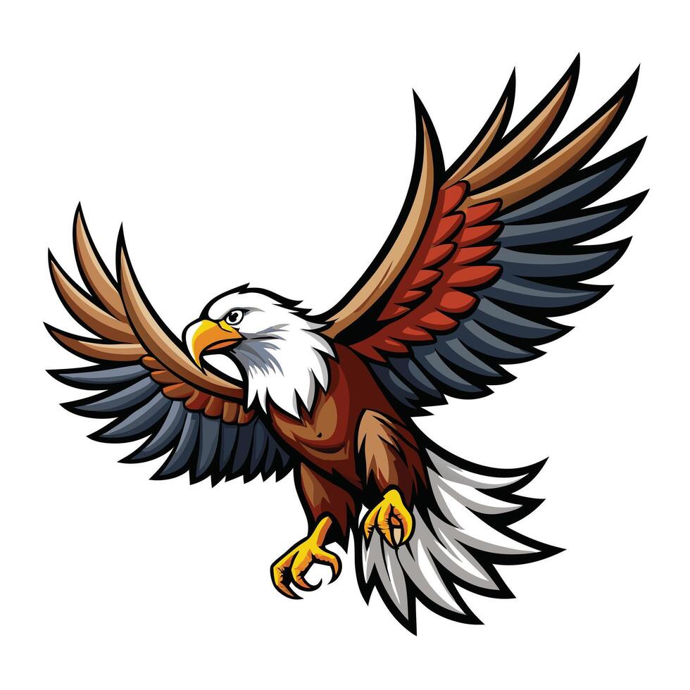 Powerful bald eagle flying with its wings fully extended art vector