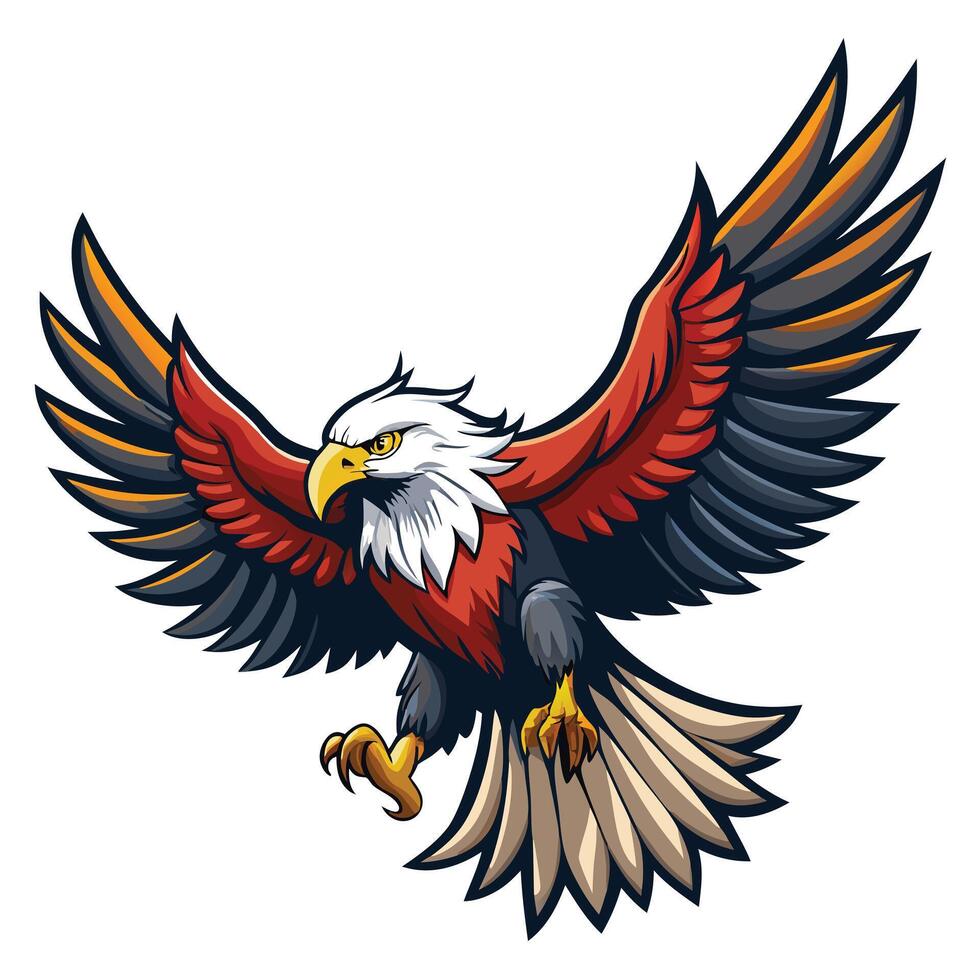 American bald eagle soaring with wings spread wide illustration vector