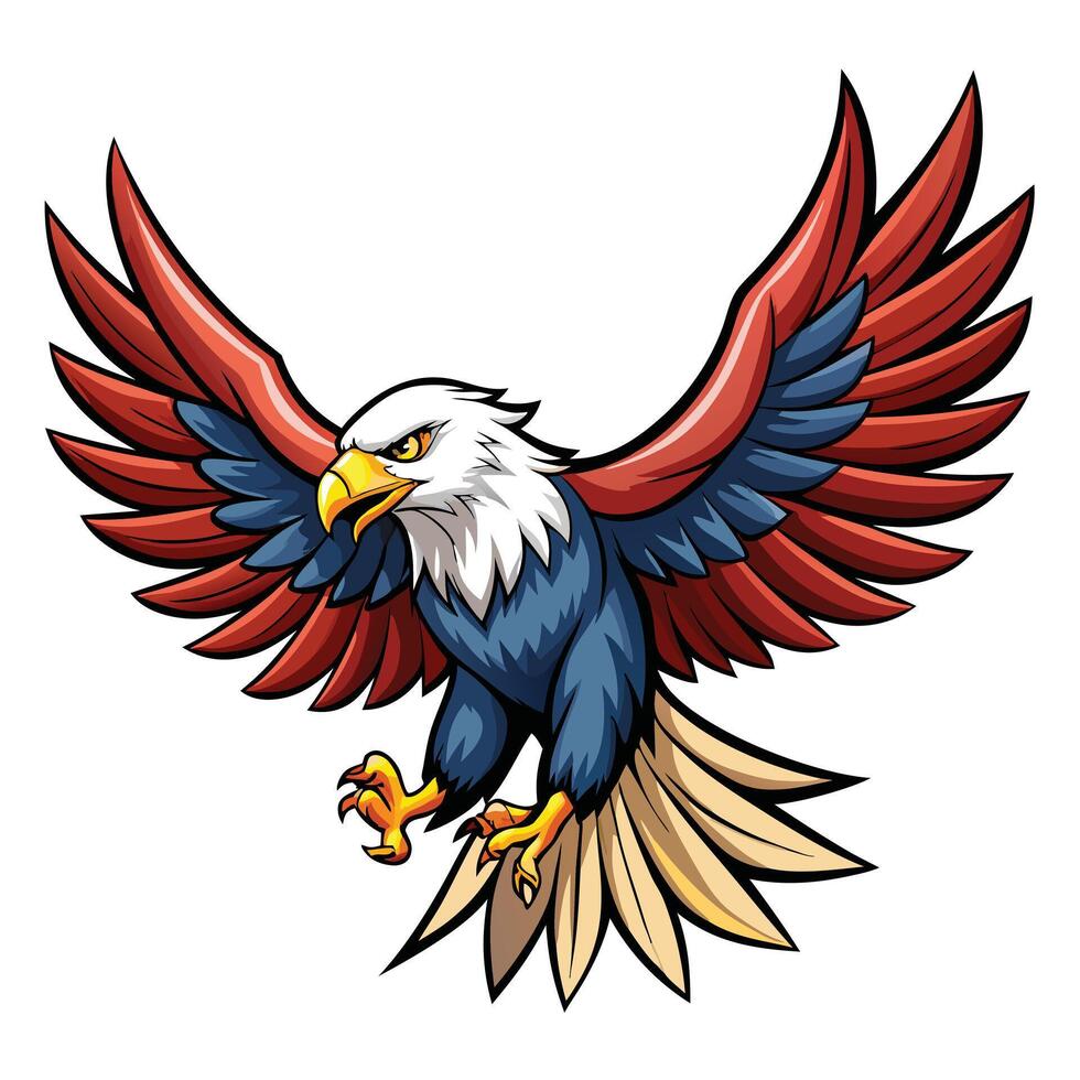 Mighty bald eagle soaring with its wings fully spread art illustration vector