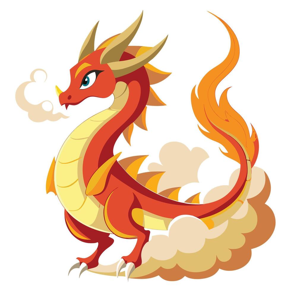 Majestic stylized dragon spitting fire with a form created from fiery energy vector