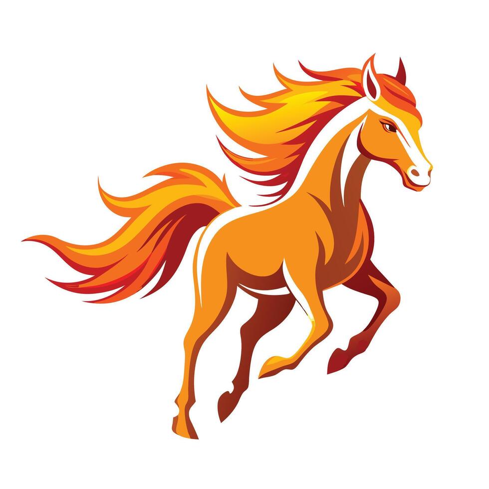 Elegant stylized horse running with a flowing mane that looks like fire vector