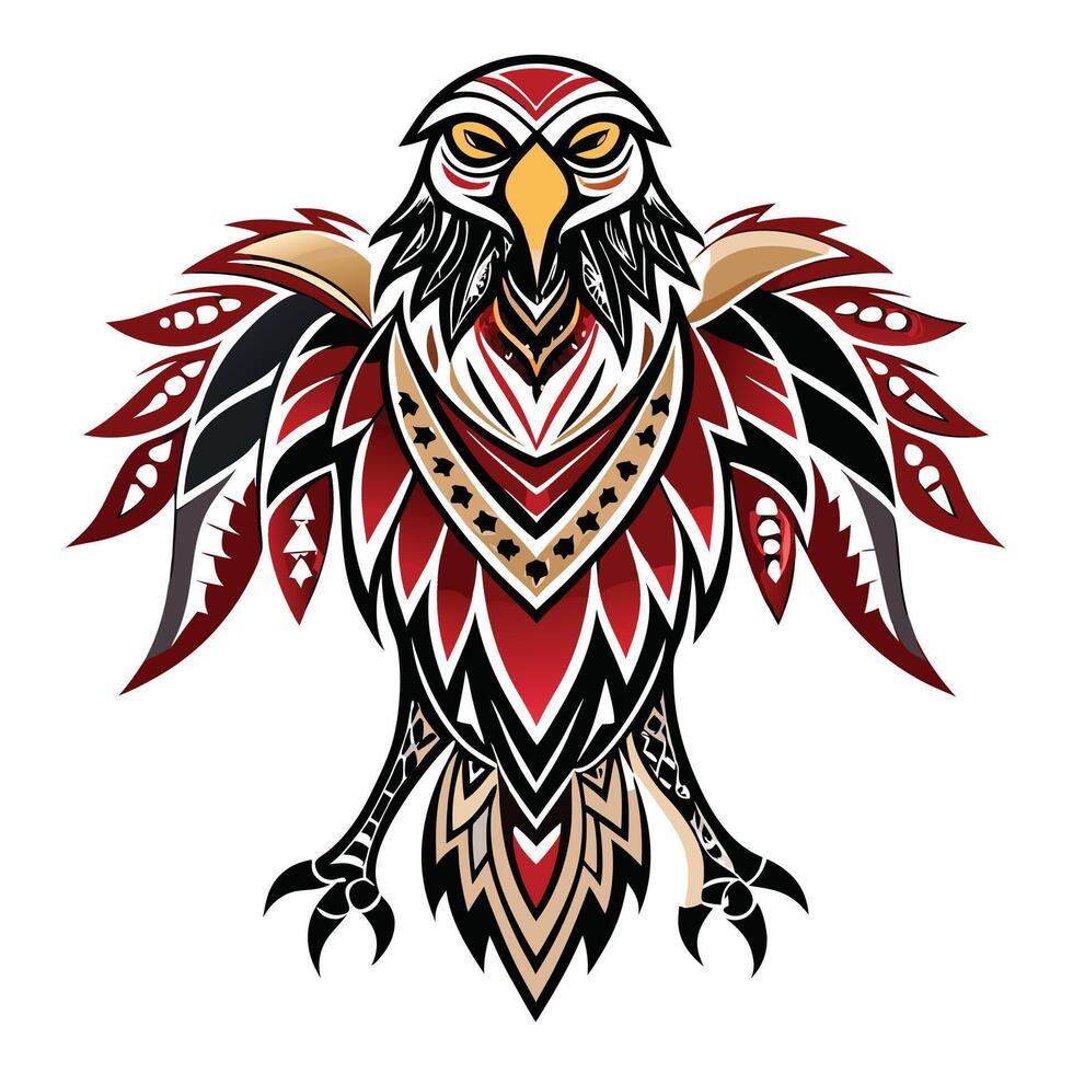 Powerful stylized tribal eagle featuring bold decorative patterns in art vector