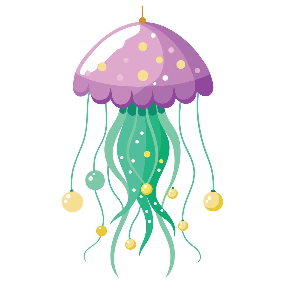 Enchanted jellyfish with luminous fairy lights illustration vector